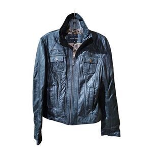 ‎BLACK RIVET Black Leather Jacket - Size XS